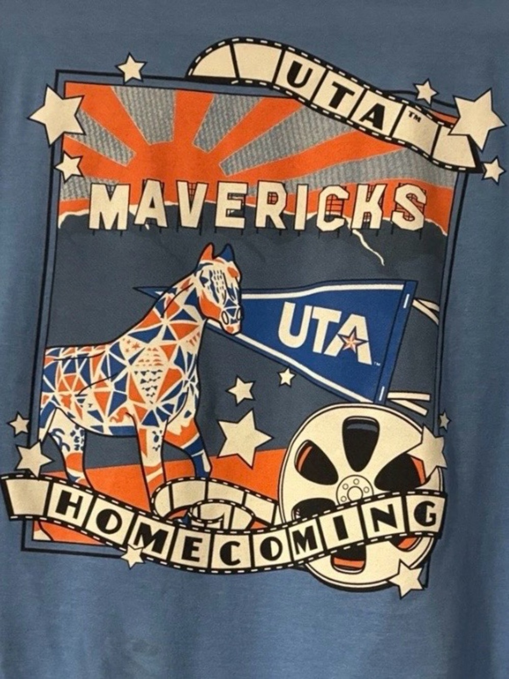 District Blue Mavericks Homecoming Graphic Tee with Orange & White Accents